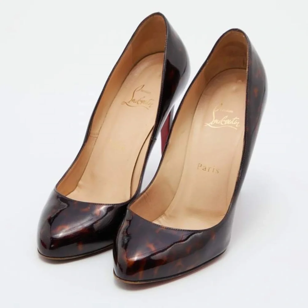 Christian Louboutin Ron Ron 100 Patent Calf Turtle Round Toe Heels, Size 39 - Picture 2 of 11